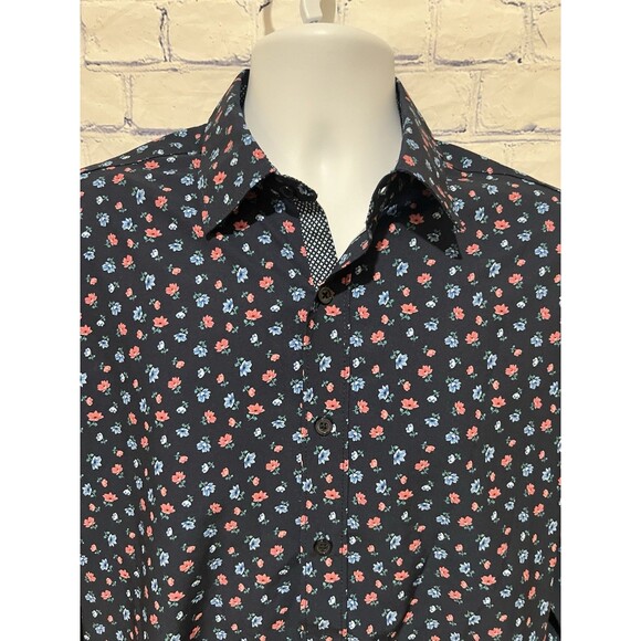 Construct Men’s Slim Fit Floral 4-Way Stretch Performance Long Sleeve Shirt M - Picture 2 of 8